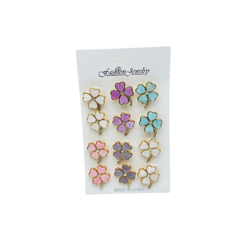 Set 12 brose Martisor, Trifoi cu 4 foi diverse culori, editie 2025 [2]