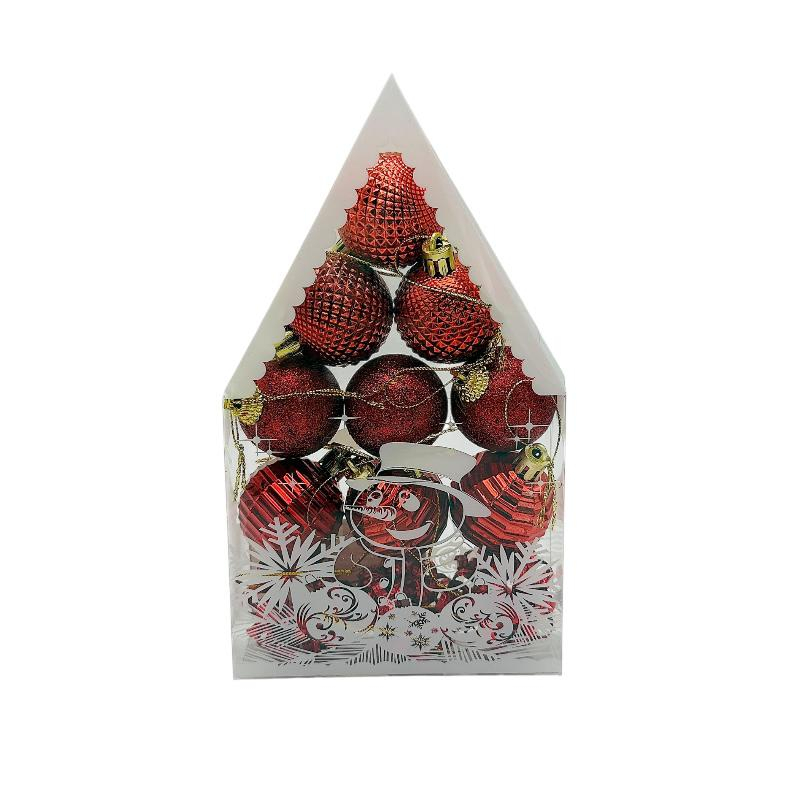 Set 12 globuri de Craciun pentru brad –20x12x4cm, nuanta rosu [1]
