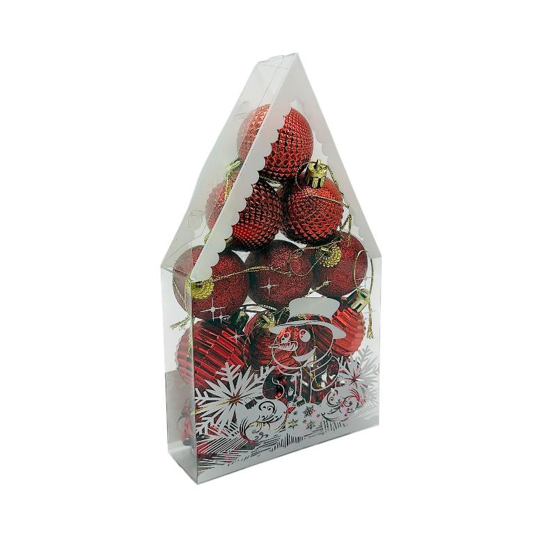 Set 12 globuri de Craciun pentru brad –20x12x4cm, nuanta rosu [3]