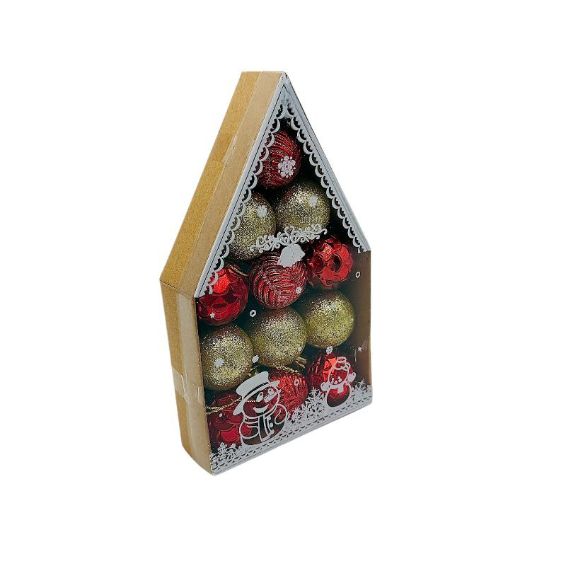 Set 12 globuri de Craciun pentru brad –20x12x4cm, nuanta rosu+auriu [3]