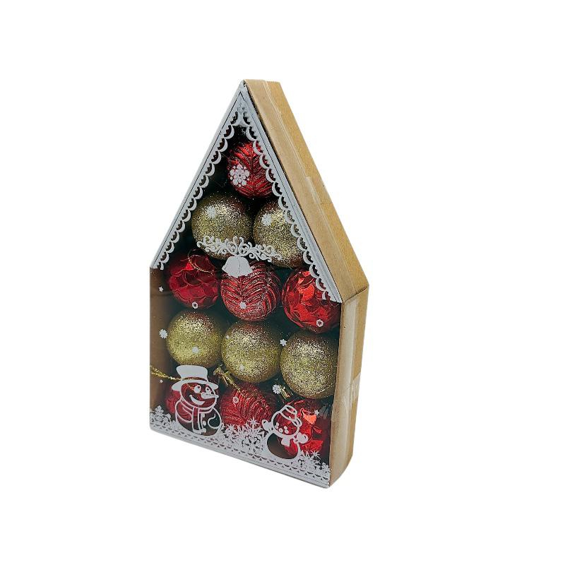 Set 12 globuri de Craciun pentru brad –20x12x4cm, nuanta rosu+auriu [2]