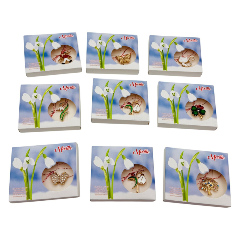 Set 24 Brose Martisor ambalate in cutiute deosebite, modele combinate, 9×7.5cm [3]