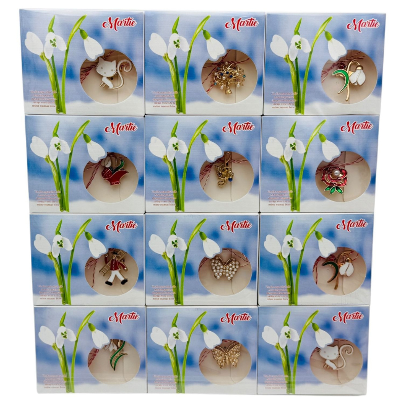 Set 24 Brose Martisor ambalate in cutiute deosebite, modele combinate, 9×7.5cm [1]