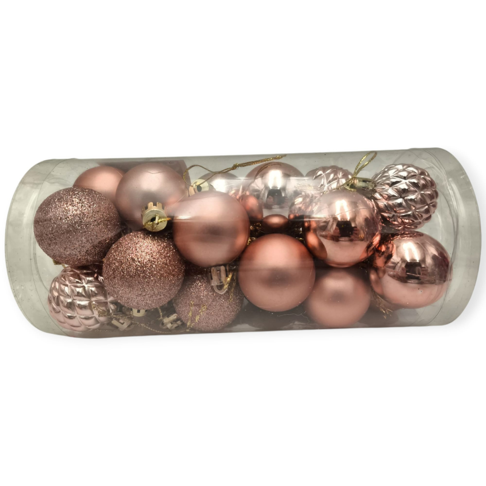 Set 24 globuri de Craciun pentru brad –20x9x9cm, nuanta cupru [1]