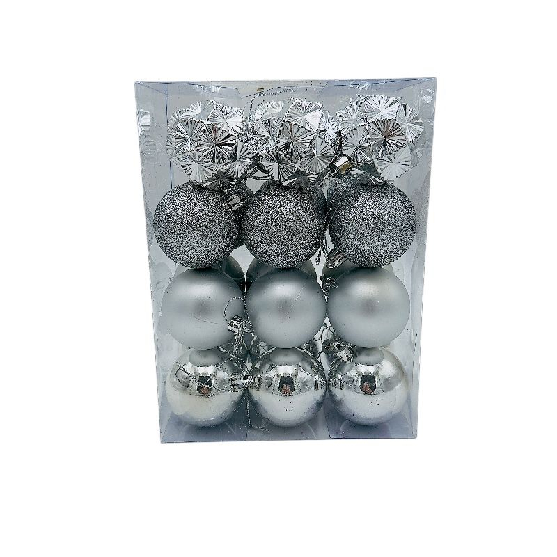 Set 24 globuri de Craciun pentru brad – 23x17.5x11.5cm, nuanta argintiu [1]