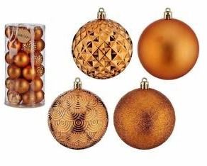 Set 34 globuri de Craciun pentru brad – 26x18x18cm, nuanta cupru [1]