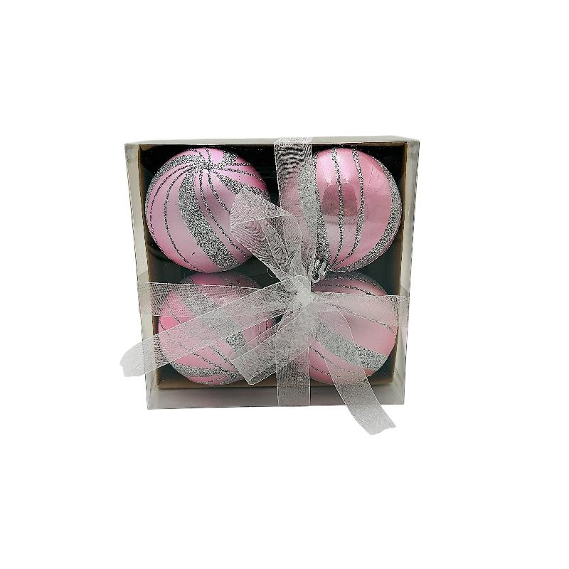Set 4 globuri de Craciun pentru brad – 16x16x7cm, nuanta roz delicat [1]