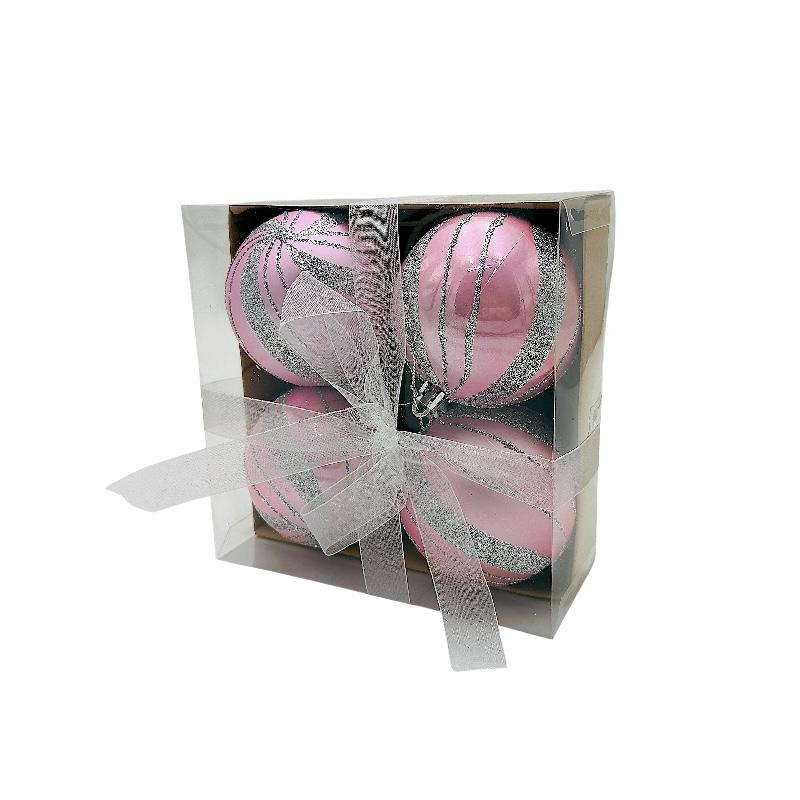 Set 4 globuri de Craciun pentru brad – 16x16x7cm, nuanta roz delicat [3]