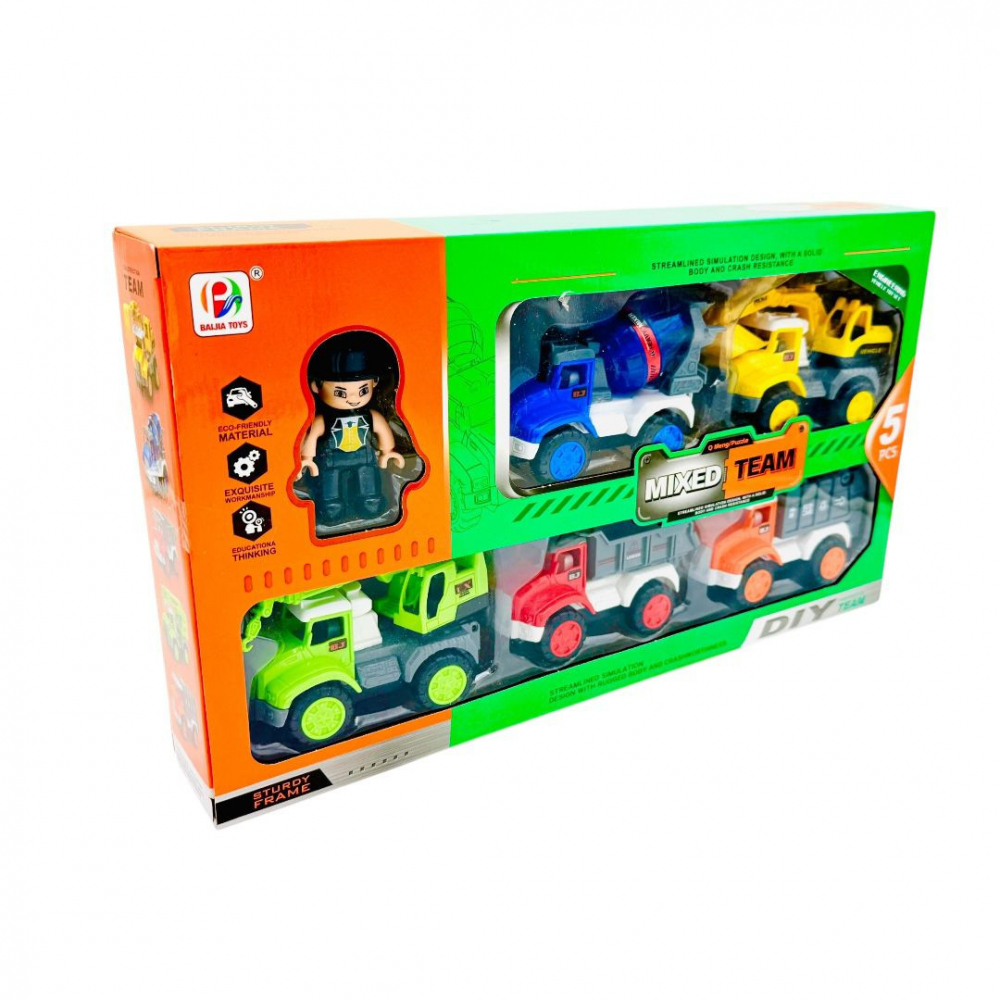 Set 5 masinute de construcții cu figurina, 38×22×5cm, +3ani, [1]