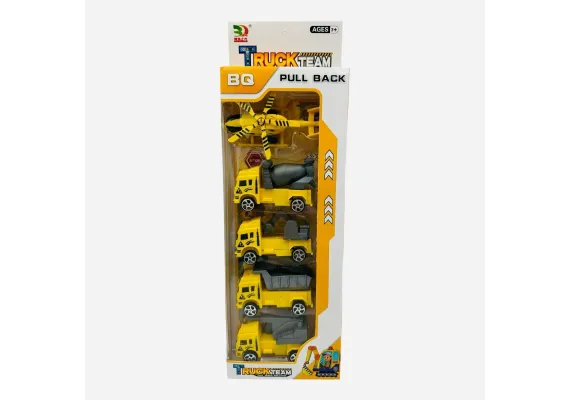 Set 5 vehicule de constructii, Truck Team, pull-back action, 32.5×11.5×4cm, multicolor, +3ani,   [1]