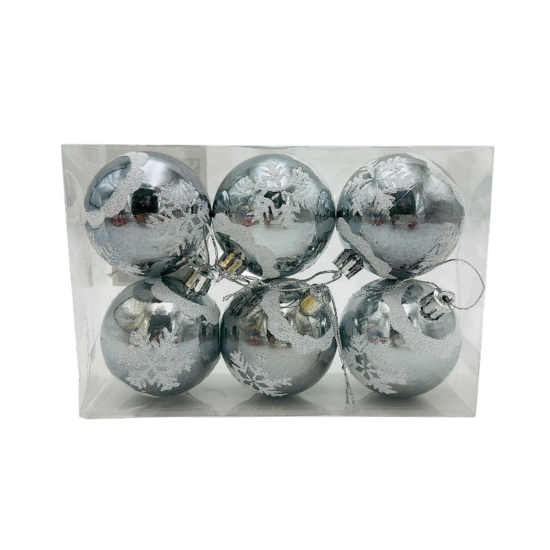 Set 6 globuri de Craciun pentru brad – 17x12x6cm, nuanta argintiu [2]