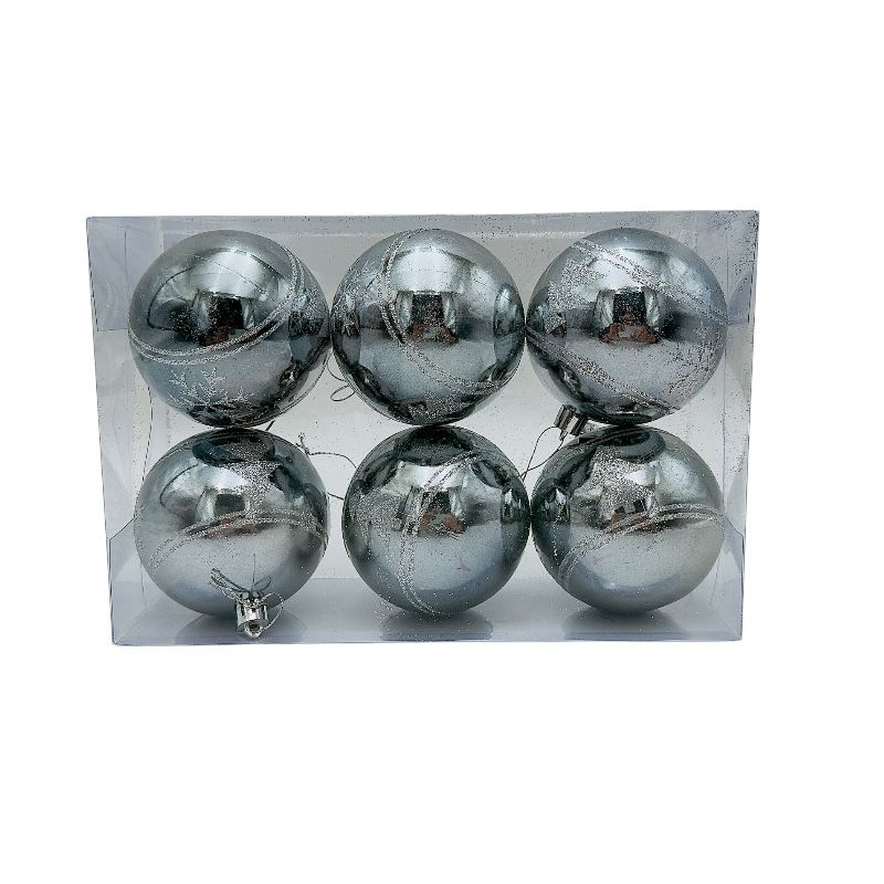 Set 6 globuri de Craciun pentru brad – 23x15x8cm, nuanta gri cenusiu [1]