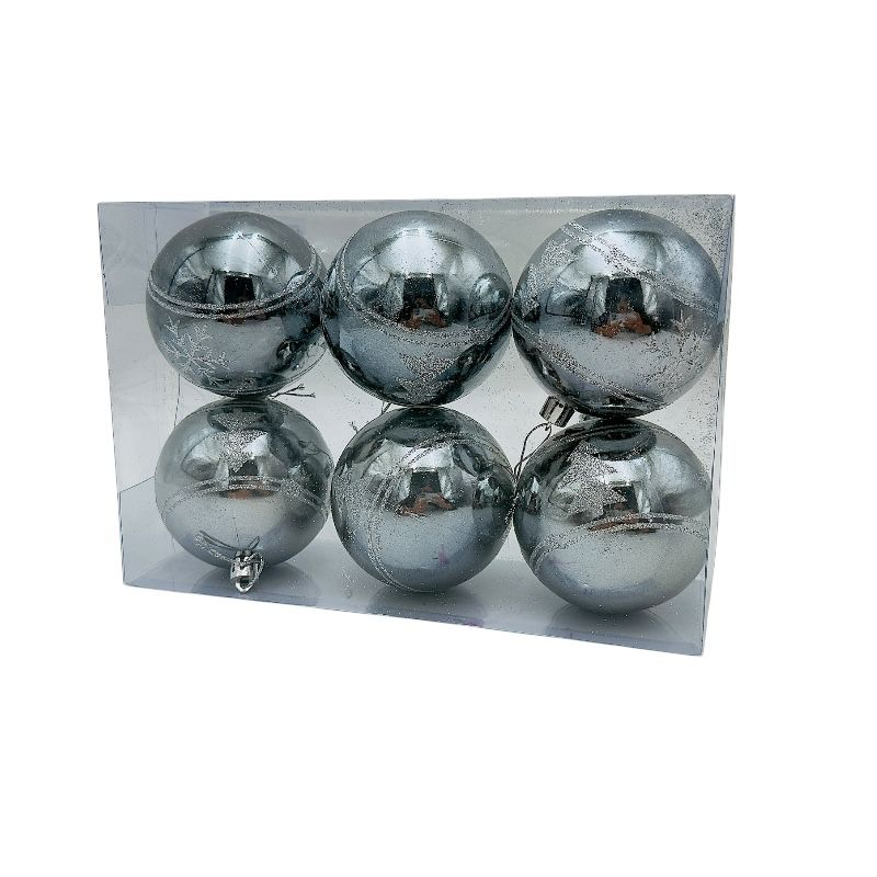 Set 6 globuri de Craciun pentru brad – 23x15x8cm, nuanta gri cenusiu [2]