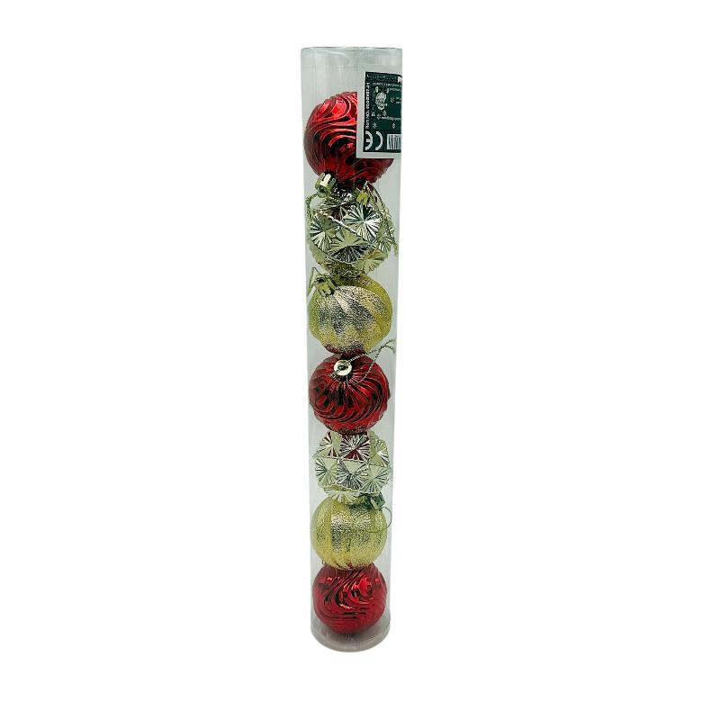 Set 7 globuri de Craciun pentru brad – 40x6x6cm, nuanta rosu+ auriu [1]
