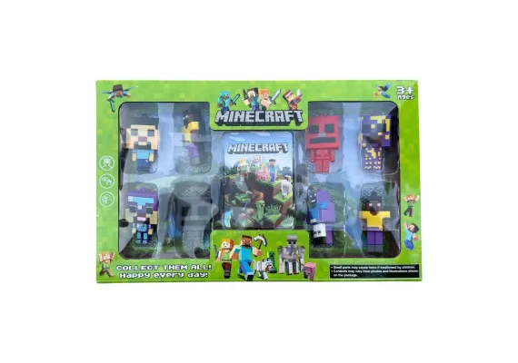 Set 8 figurine pixelate din silicon si cartonase de colectie, multicolor,  [1]