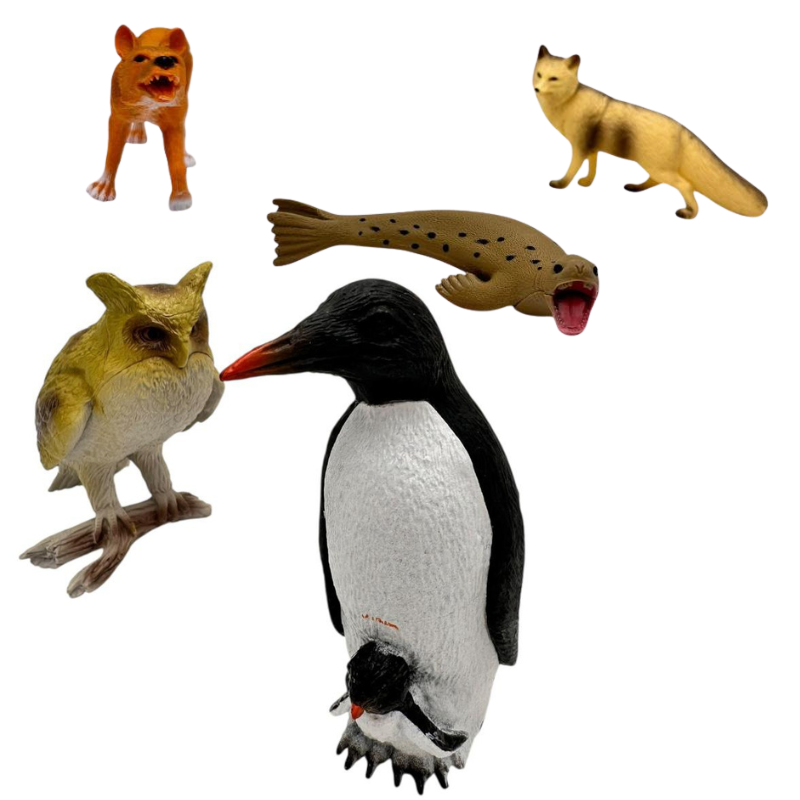 Set animale salbatice de plastic 8-9 cm – figurine educative pentru copii, fauna polara si de padure,  [2]