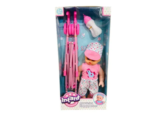 Set bebelus muzical cu biberon si carucior sport, 45×22cm,  [1]