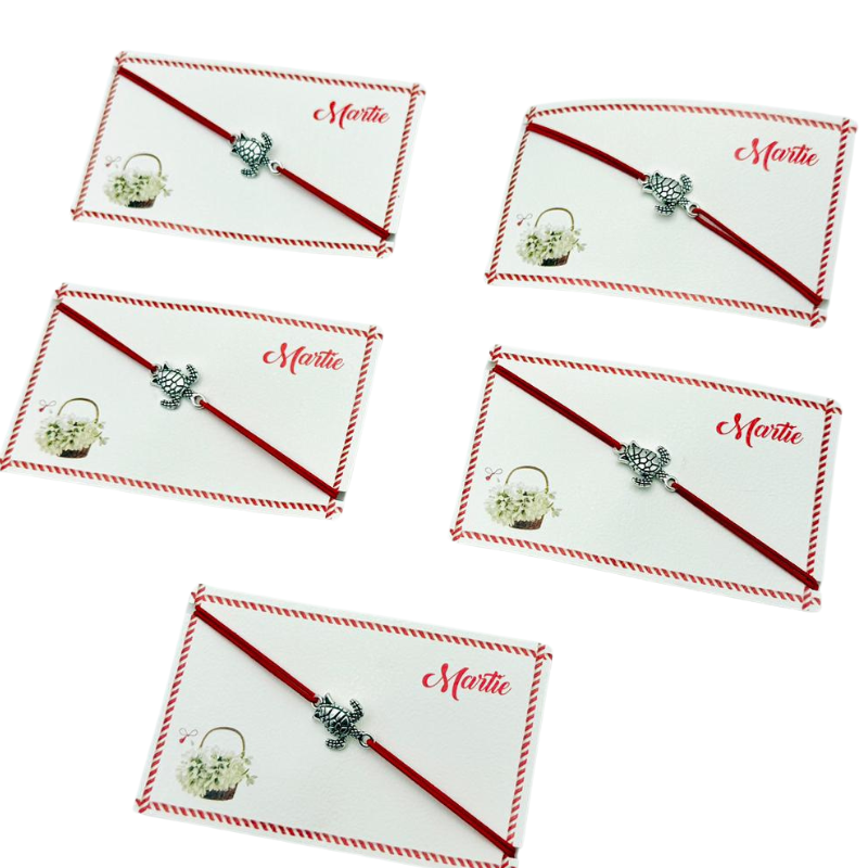 Set de 5 bratari reglabile Martisor, cu snur elastic si pandantiv Broscuta Norocoasa – model 2025 [3]