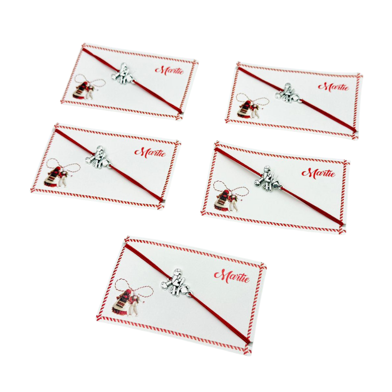 Set de 5 bratari reglabile Martisor, cu snur elastic si pandantiv Cosar Norocos – model 2025 [4]
