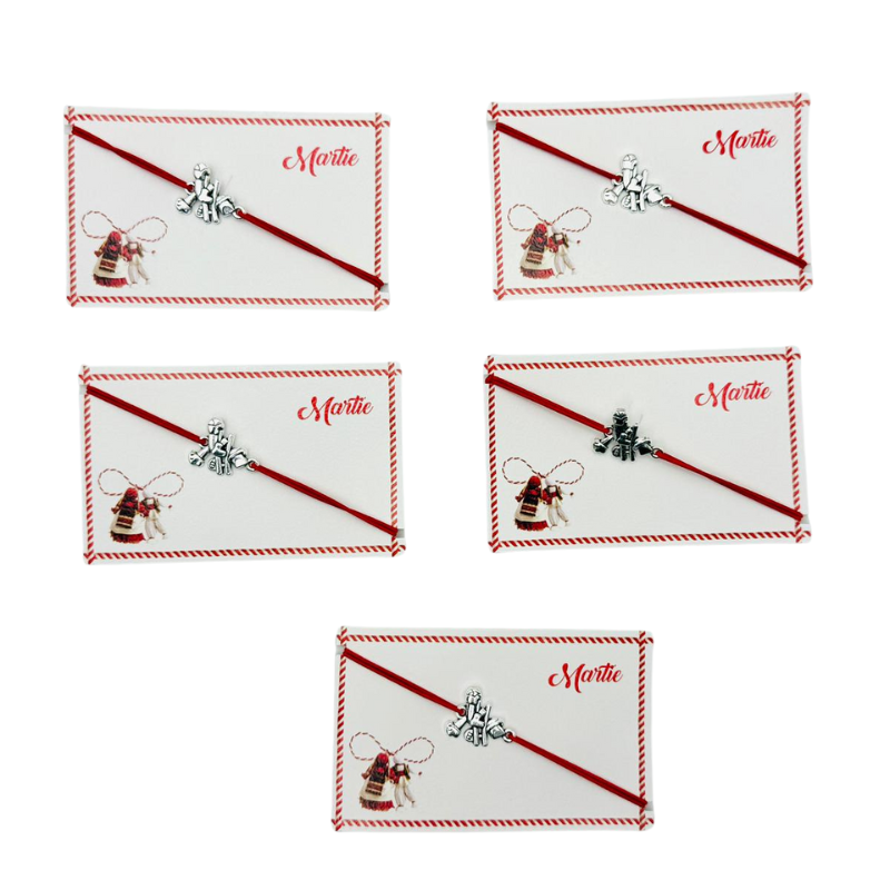 Set de 5 bratari reglabile Martisor, cu snur elastic si pandantiv Cosar Norocos – model 2025 [3]