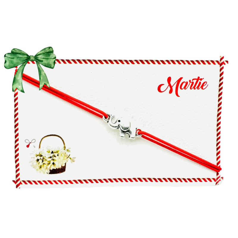 Set de 5 bratari reglabile Martisor, cu snur elastic si pandantiv Elefant Norocos – model 2025 [2]