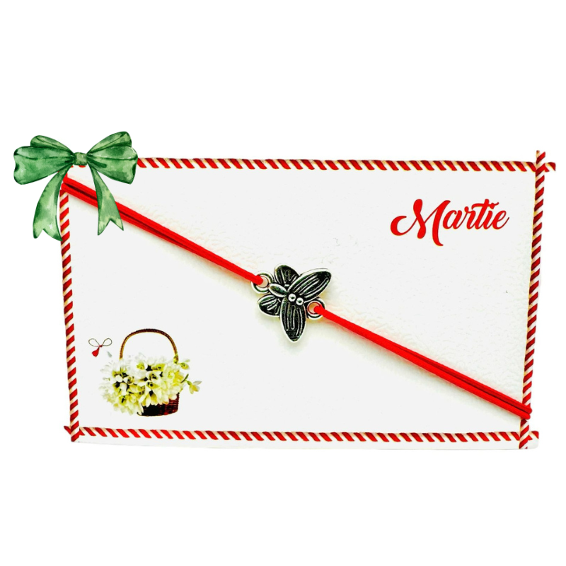 Set de 5 bratari reglabile Martisor, cu snur elastic si pandantiv Fluturas – model 2025 [2]