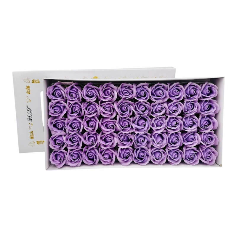 Set de 50 Trandafiri din Săpun Parfumat, lila – Eleganță și Profitabilitate [1]