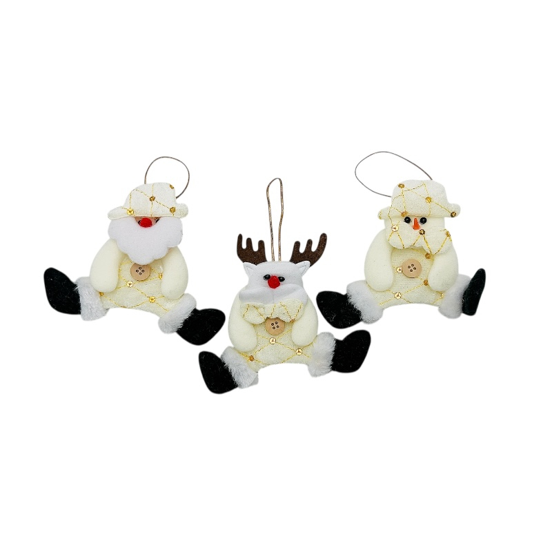 Set 3 decoratiuni agatatoare pentru brad Craciun Mos Craciun, Ren si Om de Zapada – 14x13 cm [1]