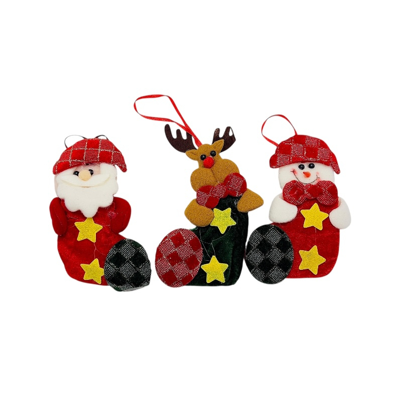 Set 3 decoratiuni agatatoare pentru brad Craciun Mos Craciun, Ren si Om de Zapada – 18x10cm [1]
