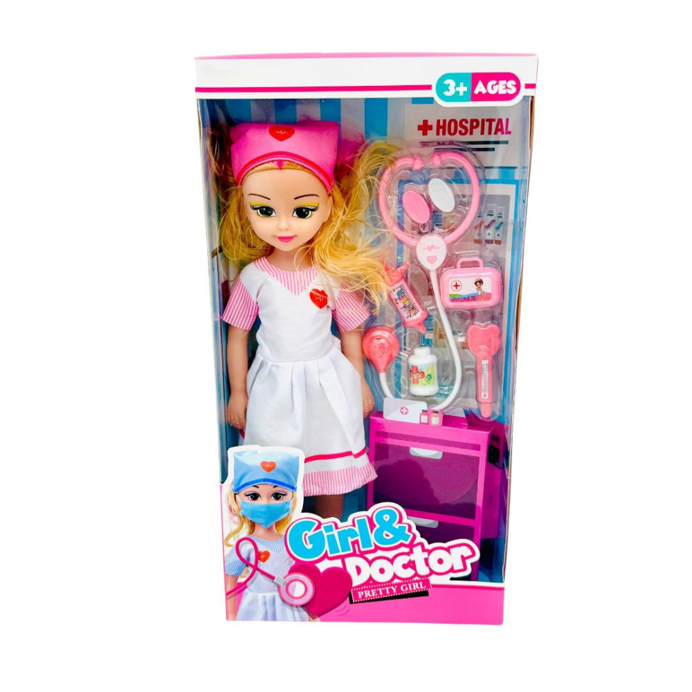 Set Papusa Doctorita cu accesorii medicale, Pretty Girl, 43×23×7cm, +3ani, [1]