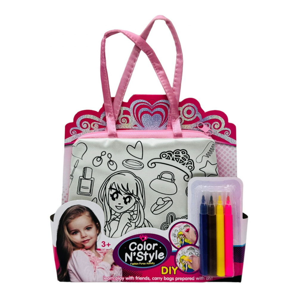 Set Poseta care se coloreaza si carioci, pentru fetite, Color N'Style, 19×19cm, +3ani, [1]