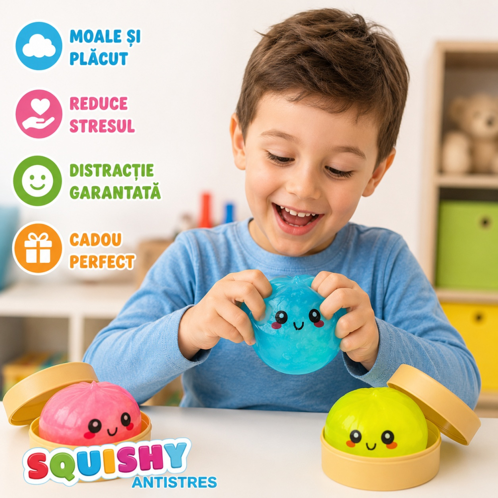 Squishy Dumpling Antistres 8,5 cm în Cutie Tip Bambus - Jucărie Moale pentru Copii, Model Aleatoriu [3]