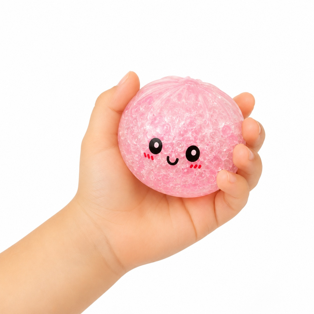 Squishy Dumpling cu Biluțe Gel 8,5 cm în Cutie Tip Bambus - Jucărie Antistres, Model Aleatoriu [2]