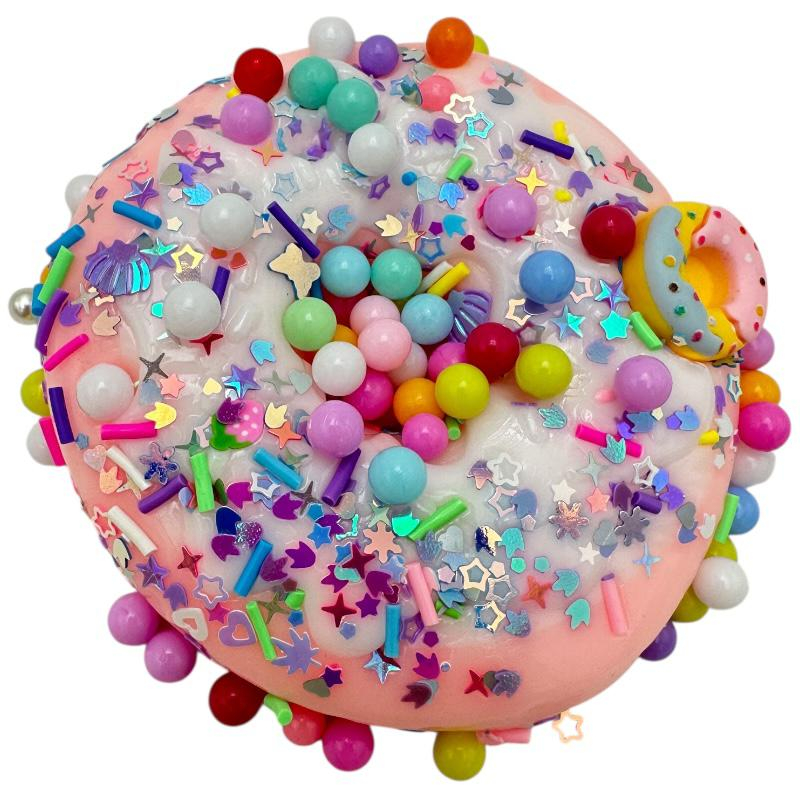 Squishy Roz Gogoasa cu Accesorii – Jucarie Antistres Moale 8x2 cm – BaoBao [1]
