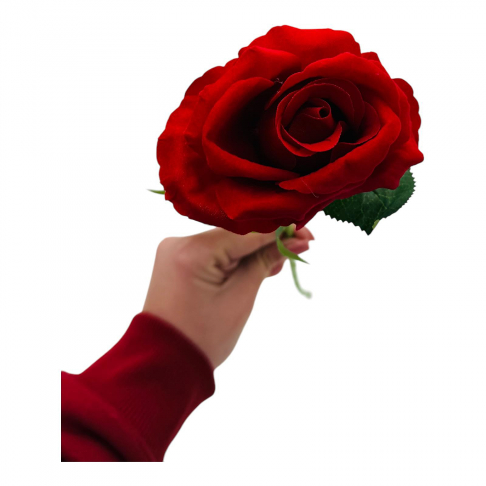 Trandafir elegant artificial, 51cm, calitate superioara, rosu pasional [3]