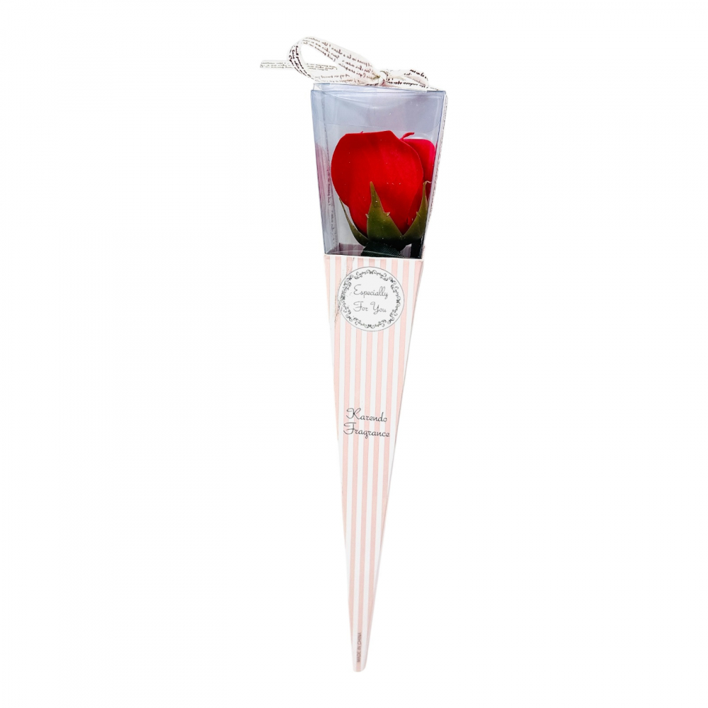 Trandafiri rosu intens din sapun in ambalaj individual, 30 cm, set expunere [1]