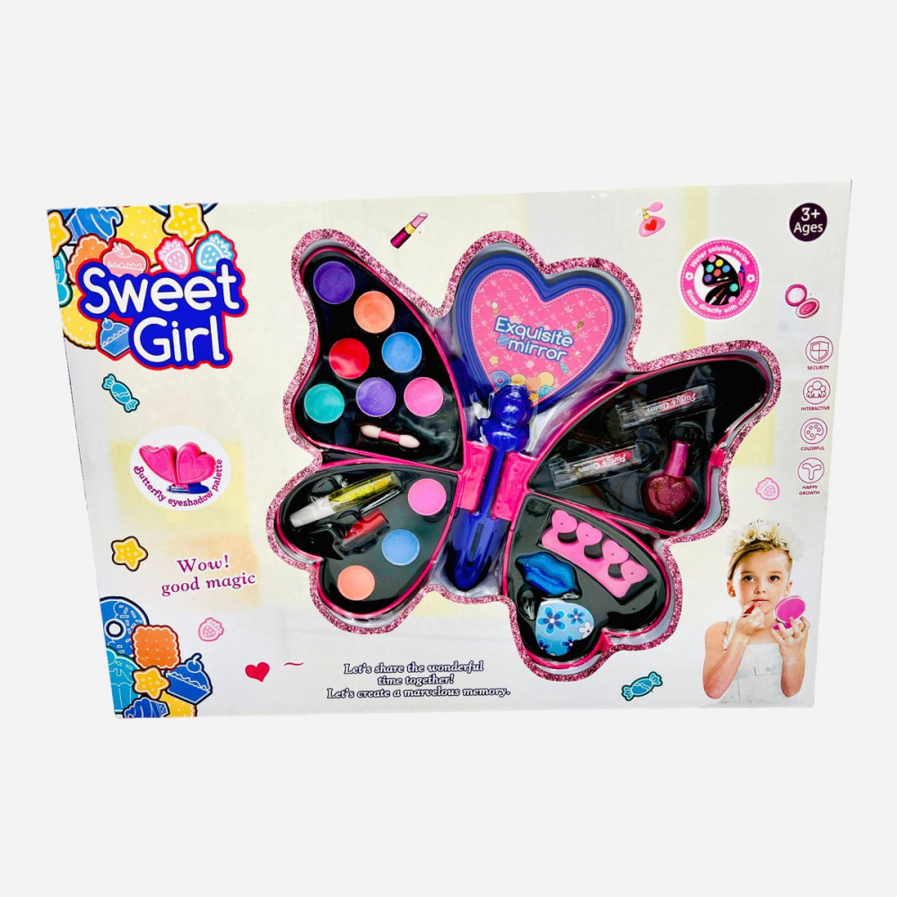 Trusa de farduri pentru fetite, model Fluture, Sweet Girl, 45×32×6.5cm, multicolor, +3ani, [1]