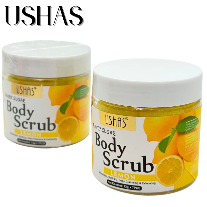 Ushas Body Scrub Lemon 12g x 7 – Exfoliant cu Zahar si Lamaie, Curatare si Revitalizare Piele, BaoBao [2]