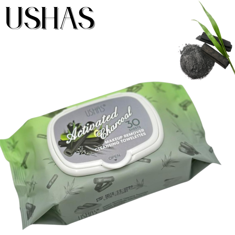 Ushas Servetele Demachiante cu Carbune Activ 30 buc – Curatare Profunda Fara Clatire, BaoBao [1]