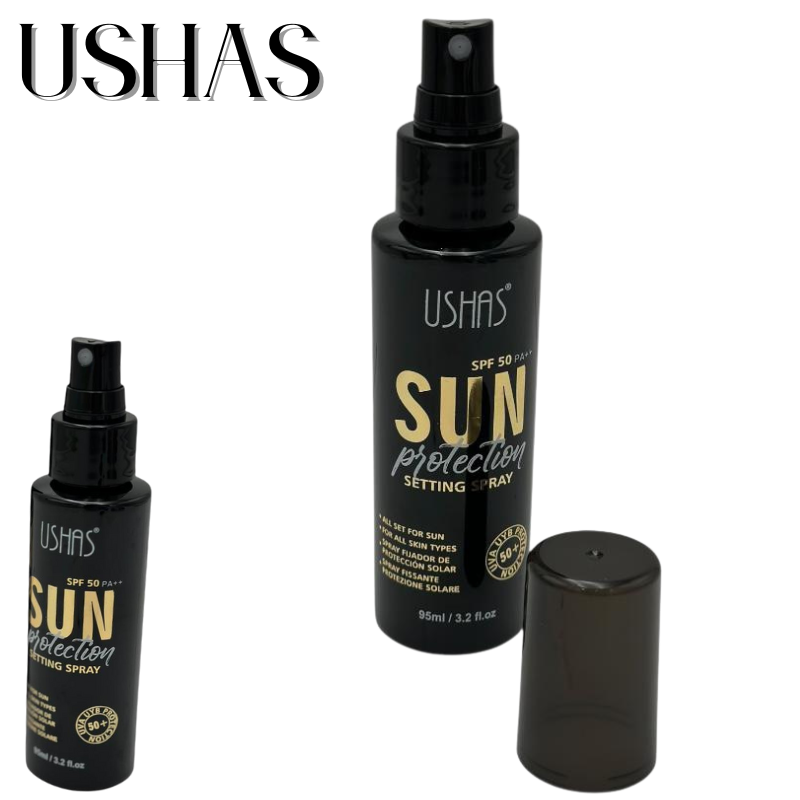 Ushas Sun Protection Setting Spray SPF 50 PA++ 95ml – Fixare Machiaj si Protectie Solara, BaoBao [1]