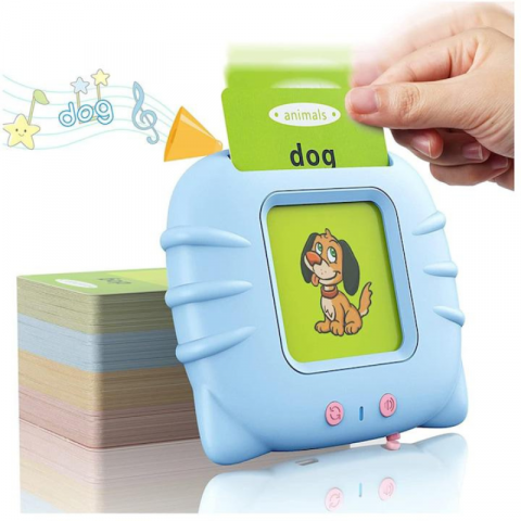 Baieti - Set Jucarie Educationala Masina de Invatare cu Cititor Carduri Flash din Plastic – 500g, Interactiv si Didactic, BaoBao