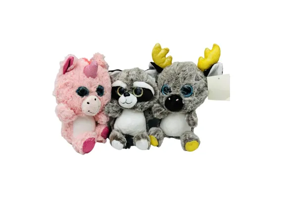 Jucarii de plus - Animalut din plus Adorabil, ochisori cu sclipici, 6 modele, 25cm, +3ani 