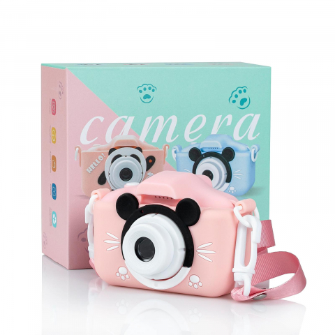 Camere Foto Interactive - Aparat Foto Copii BaoBao 2MP Ecran 2Inch Jocuri Integrate Baterie 1000mAh Roz