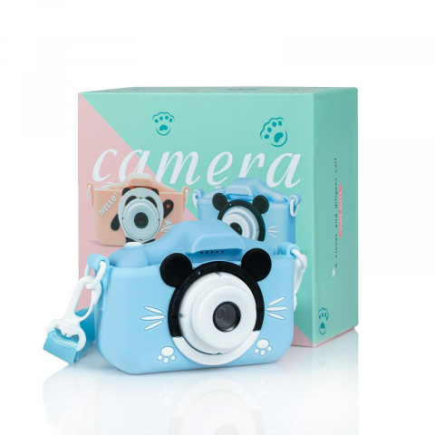 Camere Foto Interactive - Aparat Foto Copii BaoBao 2MP Ecran 2Inch Jocuri Integrate Baterie 1000mAh Albastru