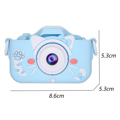Aparat Foto Copii BaoBao Pisica cu fundita 2MP Ecran 2Inch Jocuri Baterie 1000mAh Albastru [2]