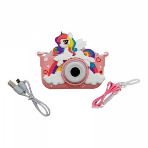 Camere Foto Interactive - Aparat Foto Copii BaoBao Unicorn HD Ecran 2Inch Jocuri Baterie 1000mAh Roz