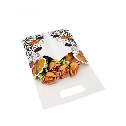 Aranjament floral deosebit cu buchet de trandafiri artificiali si boboci, galben ruginiu, 34×23 cm [2]