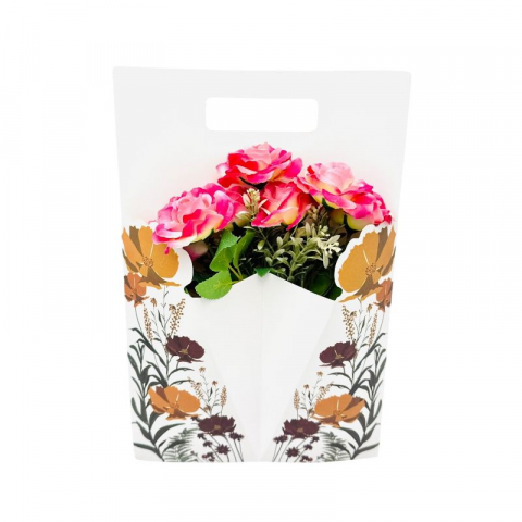 Aranjamente florale - Aranjament floral deosebit cu buchet de trandafiri artificiali si boboci diversi, roz, 34×23 cm