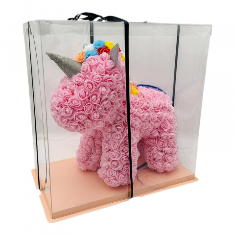 Aranjament floral Unicorn din Săpun,ROZ, 38x38 cm – Eleganță și Magie în Cadoul Perfect [2]