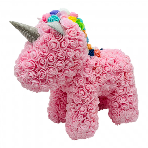 Aranjamente florale - Aranjament floral Unicorn din Săpun,ROZ, 38x38 cm – Eleganță și Magie în Cadoul Perfect